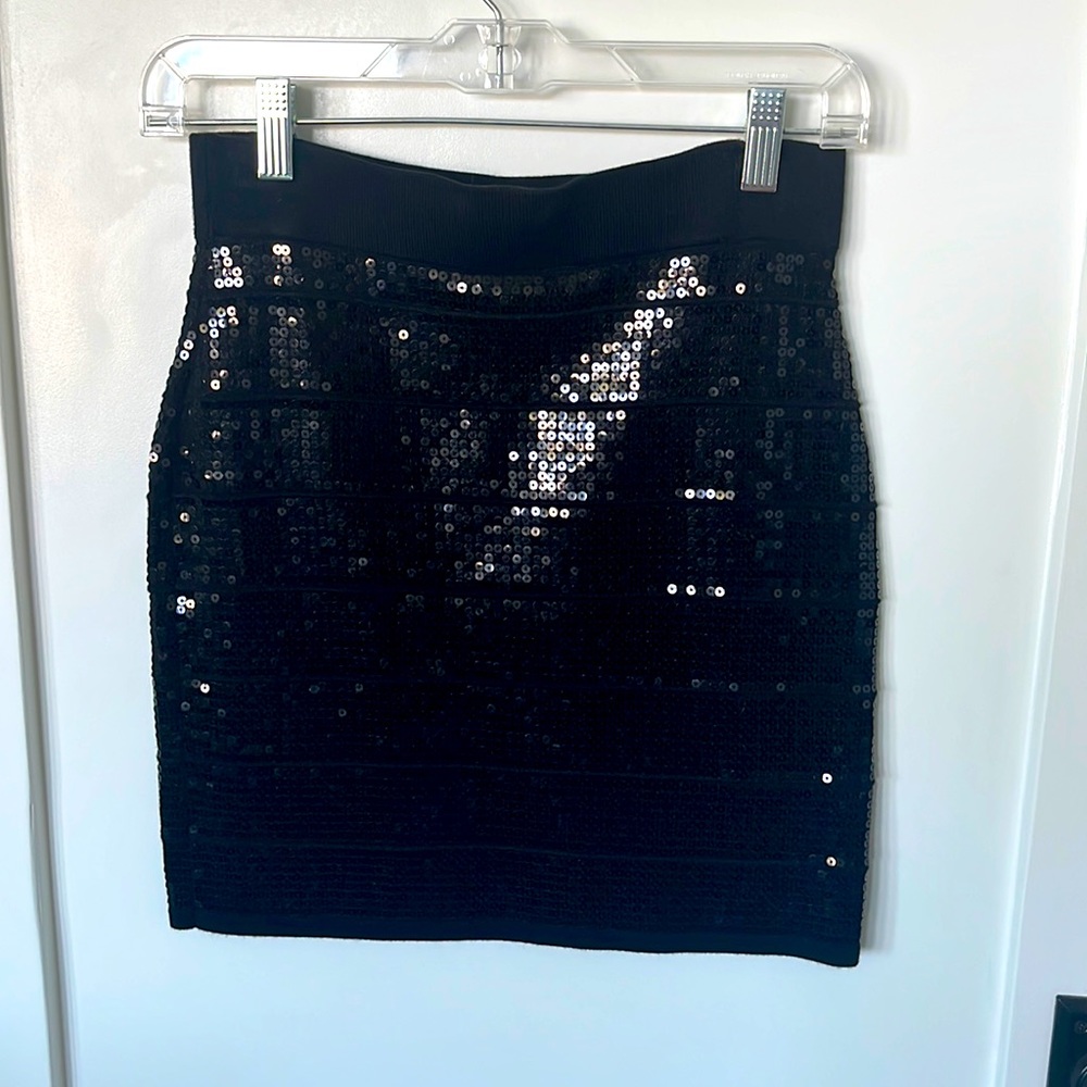 Black Sequin Mini Skirt